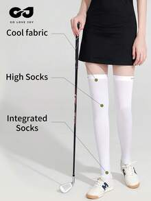 1 双女士夏季冰丝防紫外线及膝袜，高尔夫运动透气防滑大腿袜