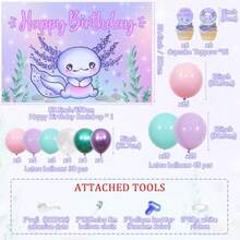 Axolotl Theme Birthday Party Decorations Purple Balloon Garland Arch Kit Axolotl Theme Happy Birthday Photograph Background Cupcake Toppers For Boys Girls 1st 2nd 3rd Birthday Party Decor Supplies - 豐富多彩的 - 查看 6