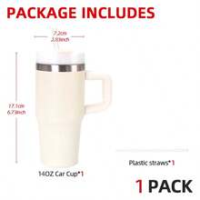 AKAZARO 1 件 14 盎司双层不锈钢隔热杯带手柄，适合旅行、露营、返校