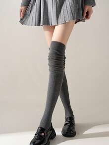 1双/3双/4双装 女士纯色过膝长袜，秋冬季保暖过膝袜，Y2K风格，舒适 - 彩色 - 查看 13