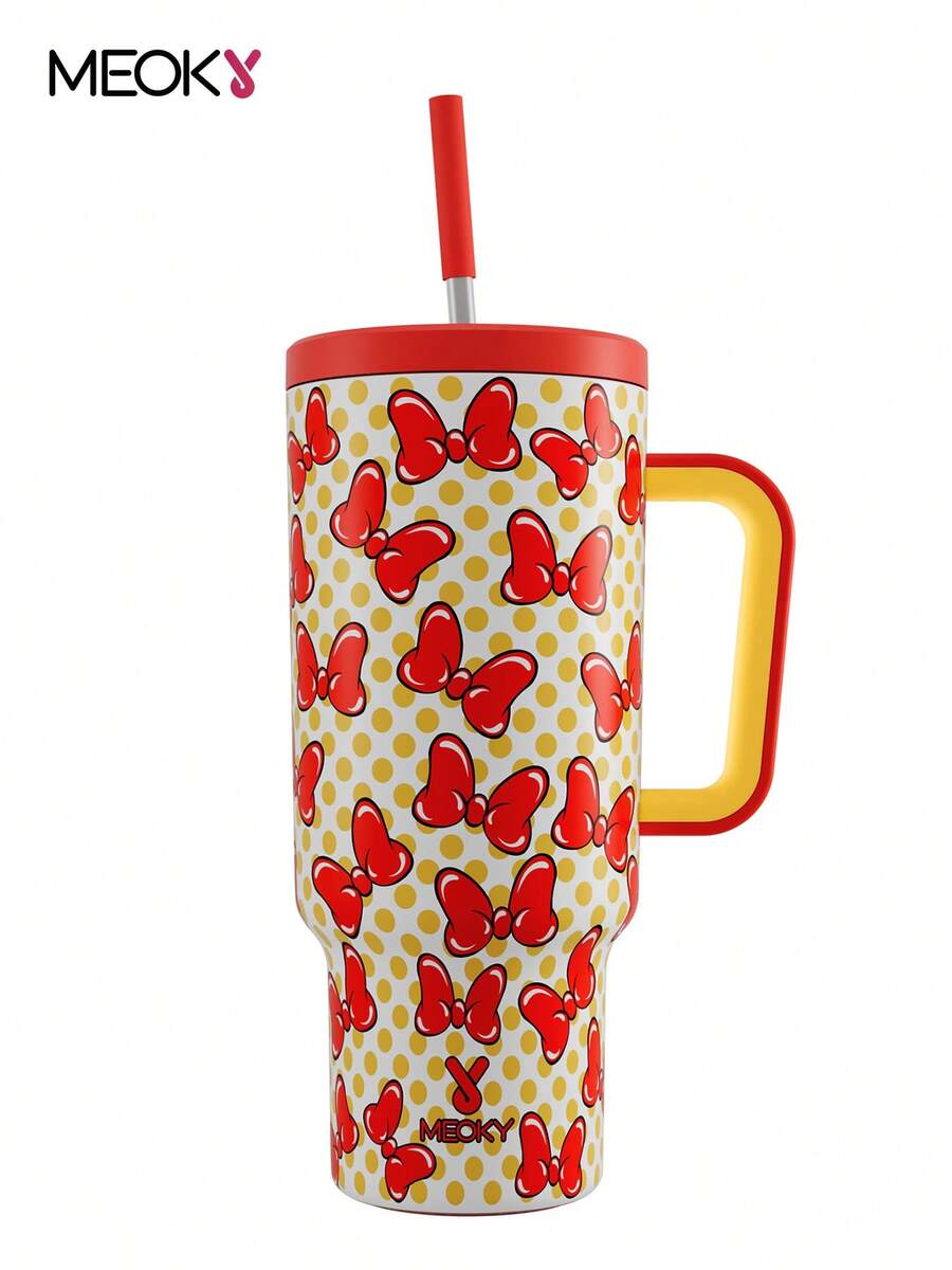 40oz/1.2L Handled Straw Insulated Tumbler, Vacuum Insulated Water Bottle With Straw Lid, Stainless Steel Insulated Travel Mug, 100% Leak Proof, Keeps Cold For 34 Hours Or Hot For 10 Hours