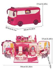 (Random Rabbit Outfit Design) Portable Camping Car RV Toy Set, Children's Toy Car Bus, Mini Rabbit House Family Toy, Birthday/Holiday Gift For Boys And Girls