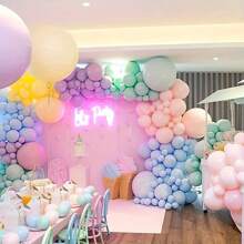 108个黄色、蓝色、紫色、粉色和绿色乳胶气球，适用于新娘送礼会、周年纪念、毕业典礼、嘉年华、婴儿派对、性别揭晓派对、婚礼、生日、房间派对装饰，适合男孩、女孩、儿童、婴儿。 - 彩色 - 查看 5