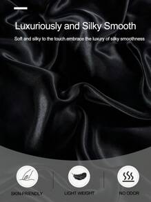 3pcs Solid Color Black Satin Fitted Sheet Set Simulation Silk Fitted Sheet Set With 1pc Fitted Sheet+2pcs Pillow Case Without Filler, Modern Soft Bedding Set For Household Sheet Deep Pocket Up To 13.8 Inch Satin Pillowcase, Soft Breathable Wrinkle-Free Better For Sleep, Luxury Hotel Style, Gift For Mom Dad Friend Domitory Bedding Back School Bedding