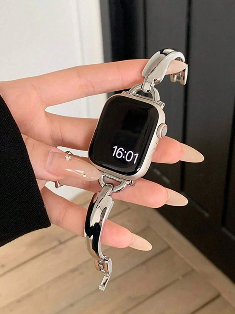 1pc Women's Fashionable Charm Metal Band Bracelet, Compatible With Apple Watch Bands 40mm, 38mm, 41mm, 42mm, 44mm, 45mm, 46mm, 49mm, Compatible With Ultra2, SE, 10, 9, 8, 7, 6, 5, 3, 2, 1 Series, Accessory