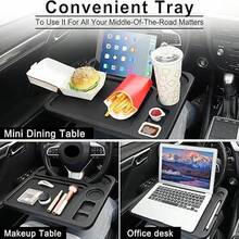 4 In 1 Car Steering Wheel Table, Multifunctional Car Seat Tray For Eating And Working, Double-Sided Design Steering Wheel Table Table For Laptop, Food, Car Accessories Car Steering Wheel Desk | Steering Wheel Tray For Laptop Car Mount With Pen Holder | Car Food Tray For Eating With Drinks Holder | Multipurpose Travel Car Accessories - 灰色 - 查看 3