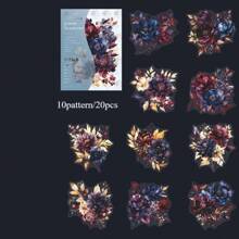 20 件花卉装饰拼贴贴纸 PET 材质贴纸，适用于剪贴簿用品，美观的垃圾日记本装饰贴纸，适用于学校用品，返校 - 彩色 - 查看 15