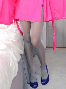 1双闪亮透明连裤袜，轻薄结实，女士舒适款