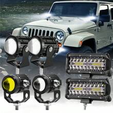 6pcs Motorcycle LED Driving Fog Lights Yellow White Dual Color Hi/Lo Beam Spotlight For Motorcycle Fog Lights Aux Light