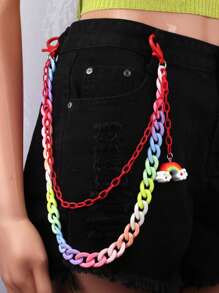 1 pezzo Nuova catena per vita colorata con ciondolo arcobaleno, catena per pantaloni in resina a forma di mostro - accessorio retrò in argilla soffice con ciondolo, accessorio perfetto da abbinare a jeans o zaini per studenti