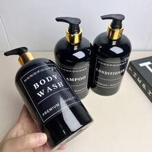 3 件套浴室洗发水分配器套装，可再填充泵瓶 500 毫升 - 彩色 - 查看 3