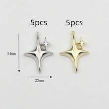 5 cái/bộ Ngôi Sao Tự Làm Mặt Dây Chuyền - Bạc - Xem 8