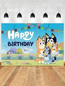 Bluey قماش ديكوري لتعليق الحائط بمساحة 150*100 سم بتصميم عائلة وأصدقاء بلوي، مع الكلاب بلوي وبينجو وكوكو وراستي ومافين، ديكور حائط للمنزل وخلفية لحفلة عيد الميلاد