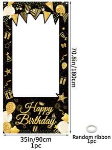 2 pezzi Cornice fotografica di lusso nera e dorata per compleanno, con opzioni di età (18/30/40/50/60), decorazione scintillante per festa, sfondo popolare su , disponibile in dimensioni piccole e grandi, accessori e forniture per foto di feste di compleanno per adulti