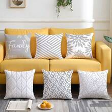 6pcs Set Simple Daily Gray Geometric Line Decorative Pillow Covers, Single-Sided Printed Peach Velvet Material, 45*45/50*50/40*40CM Cushion Covers Suitable For Modern Minimalist Sofa Living Room Decor, Gift, Party Decoration - 6pc-gray - View 7