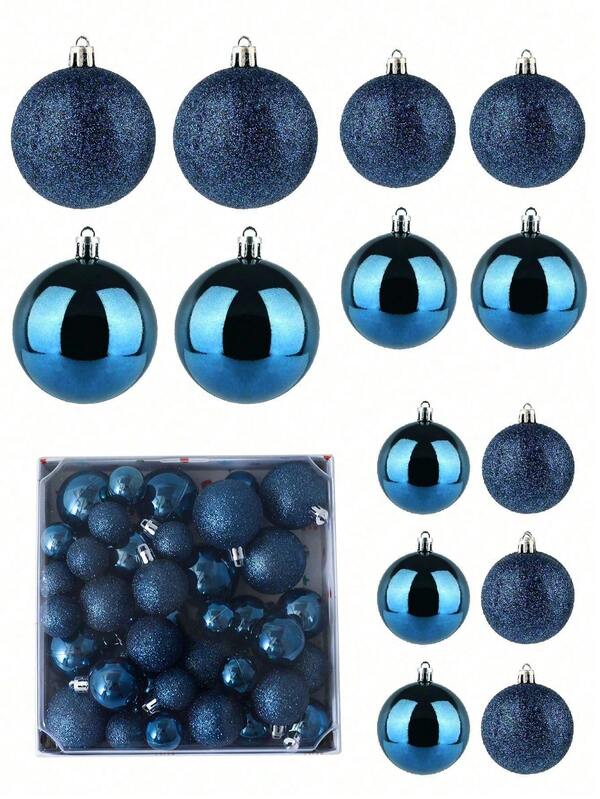 44pcs-Blue Champagne Color Christmas Ball Ornaments Set With String, Shatterproof Christmas Tree Hanging Decorations, Christmas Party Decorations, Suitable For Holidays, Weddings And Parties 5/4/3 Cm (1.9/1.5/1.1 Inches)