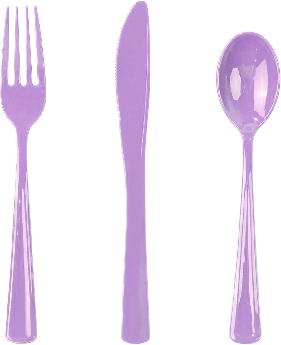 160 piezas de cubiertos de plástico morado - Los cubiertos morados resistentes incluyen 80 tenedores, 40 cucharas,40 cuchillos. Los Utensils de plásticos perfectos para bodas, fiestas, 9001084 - Morado - Ver 1