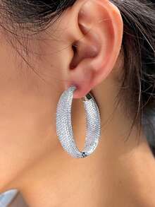 1 par de pendientes de aro grandes y gruesos con circonita cúbica microempotrada estilo Dubai, chapados en oro amarillo, joyería de circonita cúbica para mujeres, adecuada para novias, bodas, compromisos, banquetes, fiestas, damas de honor, regalo para la madre