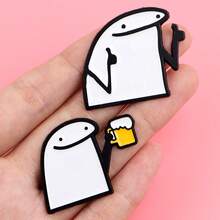1pc Minimalist Line Drawing Brooch, Unique Enamel Lapel Pin - Cute Badge For Backpacks And Clothes Office Accessories Shirts Jacket Jewelry Christmas Halloween - White - View 9