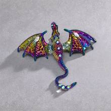 1PC Colorful Enamel Dragon Brooch With Rhinestones, Mythical Creature - Shaped Pin For Women's And Men's Dress/Coat/Sweater Corsage Accessory - Multicolor - View 2
