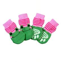 4 件装宠物可爱袜子，防刮防脏防滑脚套，适用于猫和小型犬