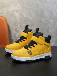 青少年男童中帮秋冬保暖内衬运动鞋，时尚撞色内衬，舒适保暖，防滑耐用鞋底，适合日常穿着，可调节钩环方便穿脱，运动鞋 - 彩色 - 查看 7