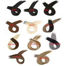 20pcs Tape-In Hair Extensions, 24-Inch Synthetic Weft Strips, Easy Application For Women -Vibrant Color Tapes|Easy Application Strips - Multicolor - View 2