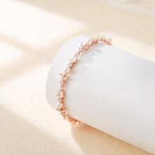 Crysdue Wedding Bridal Link Bracelet Brides Bridesmaids, Marquise Cubic Zirconia Tennis Bracelets Women Prom Jewelry - D_CZ+珍珠,玫瑰金 7.8-9.37 英寸 - 查看 6