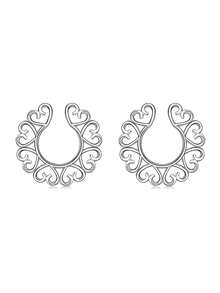 2个装无穿孔夹式乳环，可调节垂坠式锆石乳房饰品，女士不锈钢仿穿孔饰品