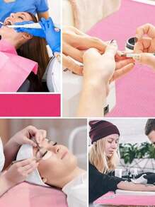 Einweg-Nagel-Kunst-Tischunterlage in Pink & Schwarz - 3-lagige wasserdichte faltbare Maniküre-Station, rutschfeste Schönheitsabdeckung für Salon, Spa, Zuhause, Tattoo- und Dentalschutz - Essentiell für Nageldesigner, Anfänger, mobile Künstler (Valentinstag, Weihnachtsgeschenkset)