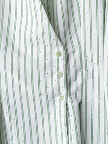 Women's Rhinestone Striped Long Sleeve Fitted Business Casual Blouse, Autumn/Winter - Green and White - View 5