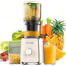 Cold Press Juicer, Cold Press Juicer With 5.3" Large Feed Chute Fit Whole Vegetable And Fruit, 300W Professional Slow Masticating Juicer, Juice Extractor Machine With High Juice Yield, Self Feeding Slow Juicer Easy Clean, Quiet Motor Juice Extractor - 白色 - 查看 2
