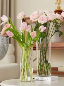 1个大型亚克力花盆，透明深水花盆，适用于家庭/花店，适合种植鲜花和植物。塑料材质，可用于插花、家居装饰、花瓶、桌面装饰、生日礼物、毕业典礼装饰、房间装饰等。