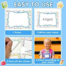 48PCS Name Tags Label Stickers Confetti Desk Name Tags Student Name Tags Stickers Classroom Decoration Desk Nameplates Kindergarten Classroom Back To School Teacher Supplies - 1 - 查看 6