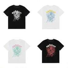 2025 Summer Sp5der Creative T-Shirt, Spider Web Graphic Tees, Men And Women Couples Short-Sleeved T-Shirt, Percent Cotton2025 - Black 1 - 查看 2