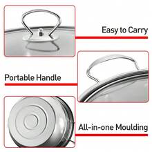 11 Piece Stainless Steel Cookware Saucepan Set Pan Pot Kitchen Cooking Glass Lid - Silver - View 4
