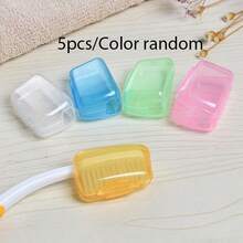 1 件时尚便携式电动牙刷盒，透明长方形翻盖支架，适合旅行，紧凑透气的设计 - 透明 - 查看 10