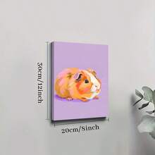 1pc Purple Guinea Pig Print Framed Wall Art - Canvas Prints Poster, Ready To Hang - Home Decor, Ideal For Home, Office Wall Decor, Family Gift, Living Room Bedroom Wall Decor - 酒紅色 - 查看 7