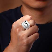 1 pieza Anillo de sello con foto grabada personalizada | Anillo colgante con foto personalizada | Regalo conmemorativo para el Día del Padre/Cumpleaños | Anillo con foto de pareja - Multicolor - Ver 3