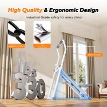 MERACH Máquina escaladora vertical de nueva versión para entrenamiento de cuerpo completo, escaladora de escaleras para gimnasio en casa, escaladora de ejercicios cardiovasculares plegable y compacta con rango de paso extendido, manillar y pedales ajustables. - Blanco - Ver 6