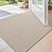 Ultra Thin Indoor Door Mat For Entrance ,Non Slip Entryway Mat, Low Profile Doormat, Unique Herringbone Design Carpet For Inside, Patio, Porch, Hoom Decor - Màu be - Xem 1