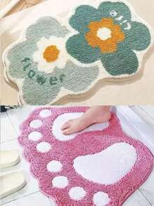 1pc Creative Shaped Foot Pad, Flat Non-Slip Absorbent Carpet For Entryway, Bedroom, Bathroom, Universal Washable Portable Floor Mat, Great Gift For Mother's Day, Birthday, Back To School, Graduation, Wedding Room Decor Bathroom Accessories