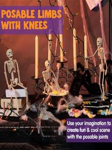 1件装，万圣节骷髅骨架，鬼屋布置道具，酒吧装饰道具，骨骼关节可活动，头部和起重机可拆卸，万圣节派对装饰 - 白色 - 查看 7