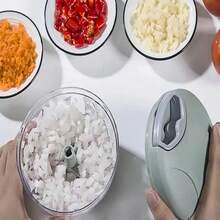 1pc Kitchen Garlic Press, Rotary Mixer, Multi-Function Vegetable Slicer, Food Grinder, Manual Garlic Press - Green - View 2