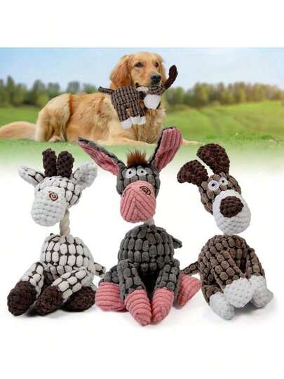 1/2/3 Stück (zufällige Farbe) Kuscheltier-Knoten-Spielzeug für Haustiere, Kau-Spielzeug mit Geräusch für mittelgroße/kleine Hunde