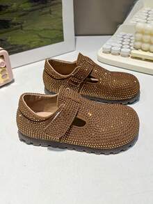 A Pair Of Foreign Girls' Fashion Rhinestone Shoes 2025 Autumn New Children's Soft Soles Comfortable Leather Shoes Casual Shoes Shoes - Brown - View 6