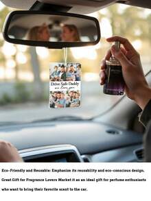 1pc Personalized Father's Day Blessings Car Air Fresheners Hanging Scented Felt Cards For Car. Custom Air Rectangle Fresheners With Picture And Text ,Custom Photo Text Air Freshener For Car Wardrobe Bathroom Hanging Ornaments. - Multicolor - View 10