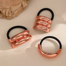 3 件几何图案休闲锌合金装饰发圈/发带，适合女性日常佩戴，马尾辫夹，发圈，发橡皮筋，发绳，发饰