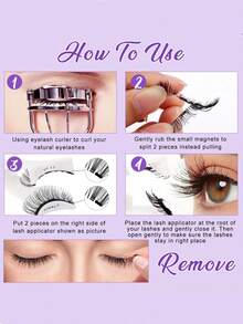 2 pares de pestañas magnéticas naturales, sin necesidad de pegamento, hechas a mano, reutilizables, longitud de 5-13 mm, aplicador de pestañas de 3 pasos, adecuado para bodas, fiestas, citas, viajes, uso diario, ideal para principiantes y adecuado para bodas, citas, fiestas, vacaciones, perfecto como set de pestañas para regalo de Navidad/Halloween - Blanco y Negro - Ver 6