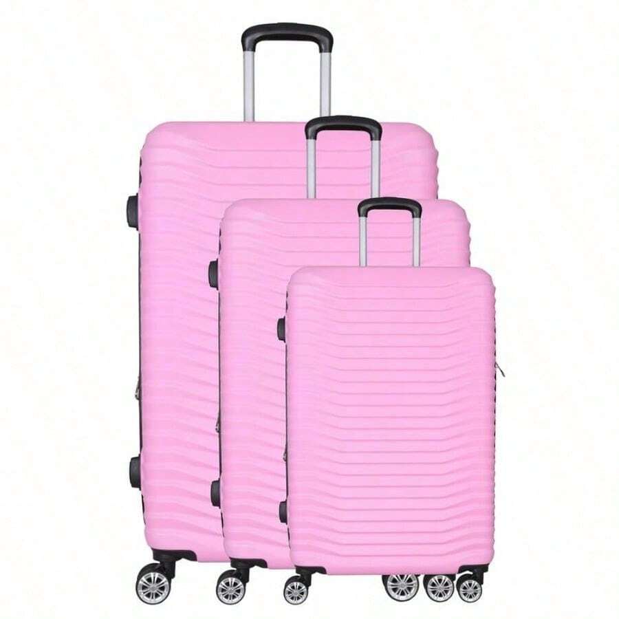 3-Piece Luggage Set | Lightweight Hard Shell Suitcases With 360° Spinner Wheels | Expandable Trolley Case | Cabin, Medium & Large Sizes | Travel Luggage With Lock | Detachable Wheels | Durable & Stylish Suitcase Set -